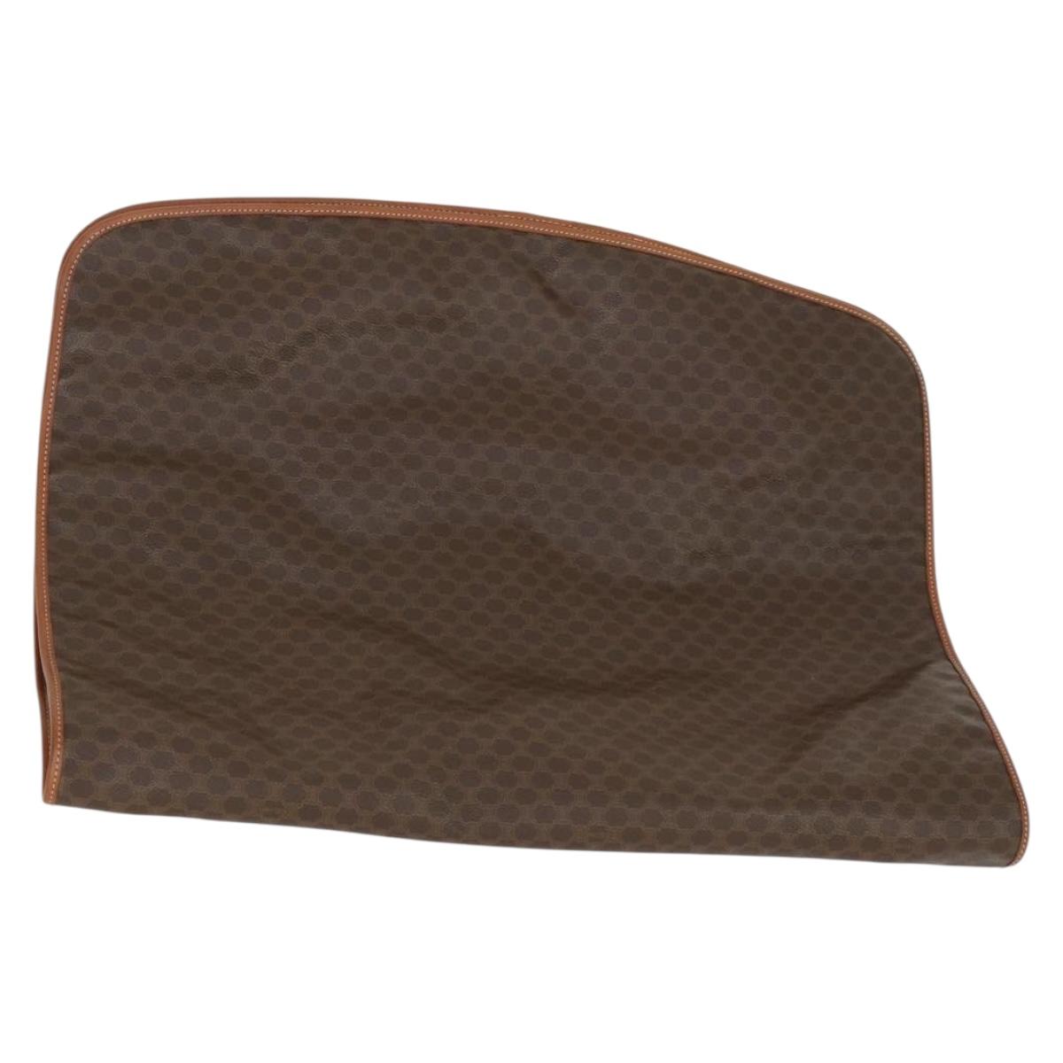 CELINE Macadam Canvas Garment Cover PVC Leather Brown Auth gh1467