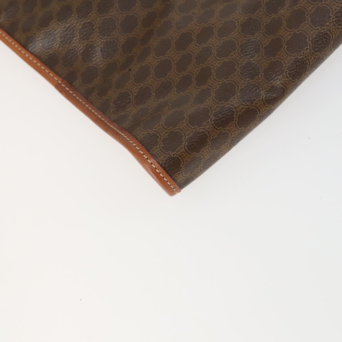 CELINE Macadam Canvas Garment Cover PVC Leather Brown Auth gh1467