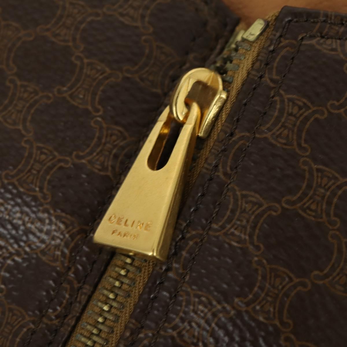 CELINE Macadam Canvas Garment Cover PVC Leather Brown Auth gh1467