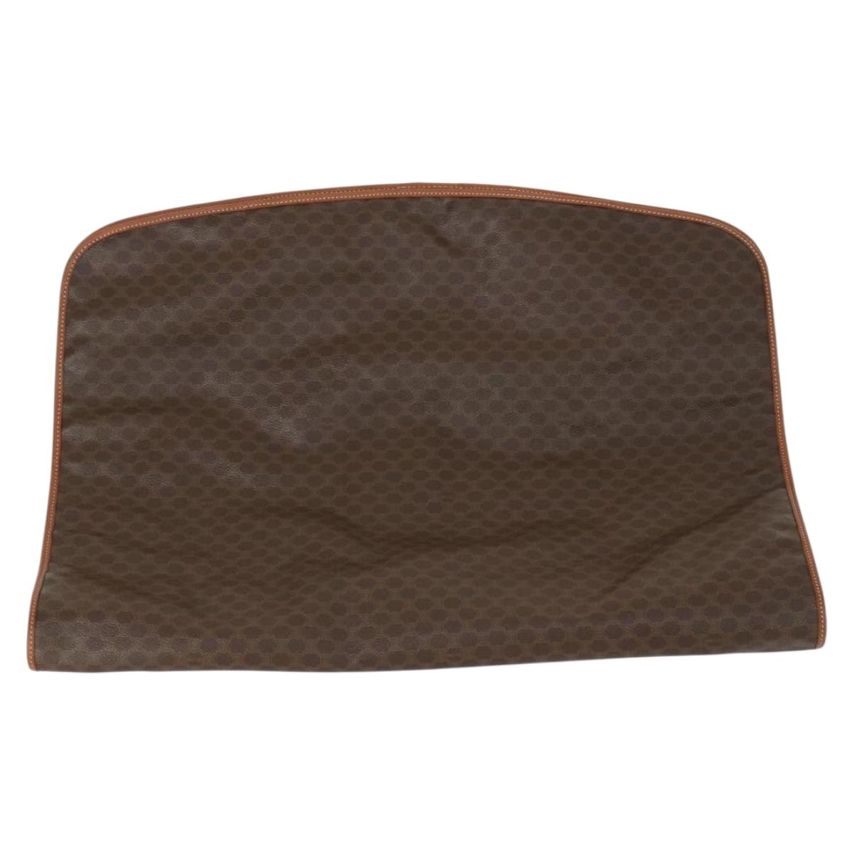 CELINE Macadam Canvas Garment Cover PVC Leather Brown Auth gh1467