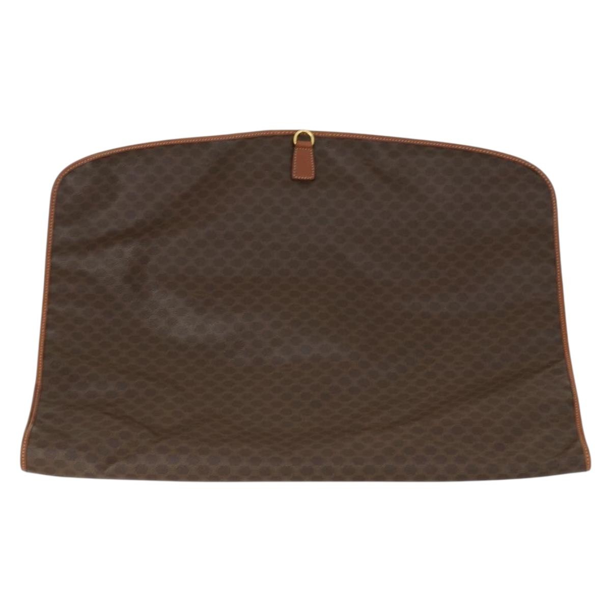 CELINE Macadam Canvas Garment Cover PVC Leather Brown Auth gh1467