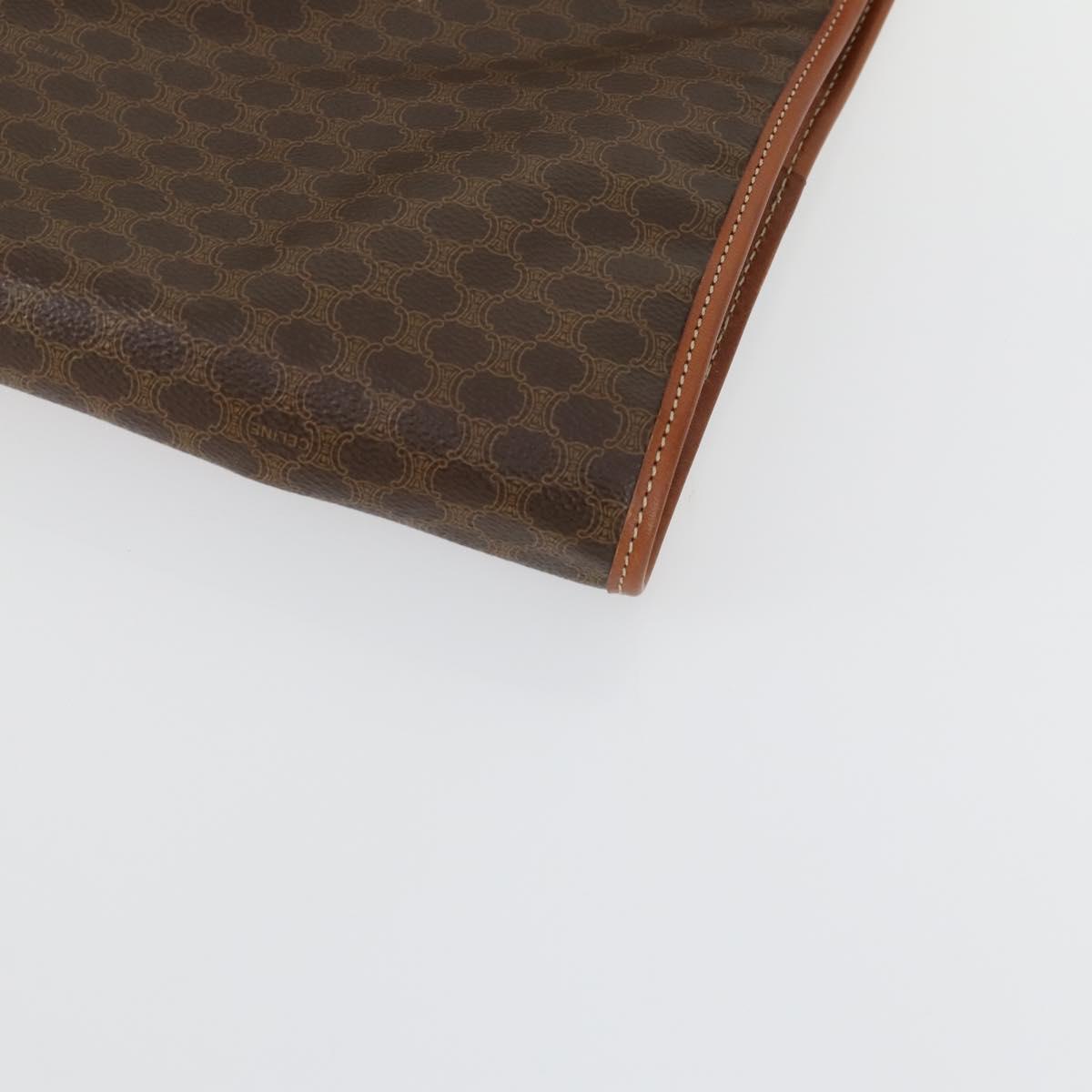 CELINE Macadam Canvas Garment Cover PVC Leather Brown Auth gh1467