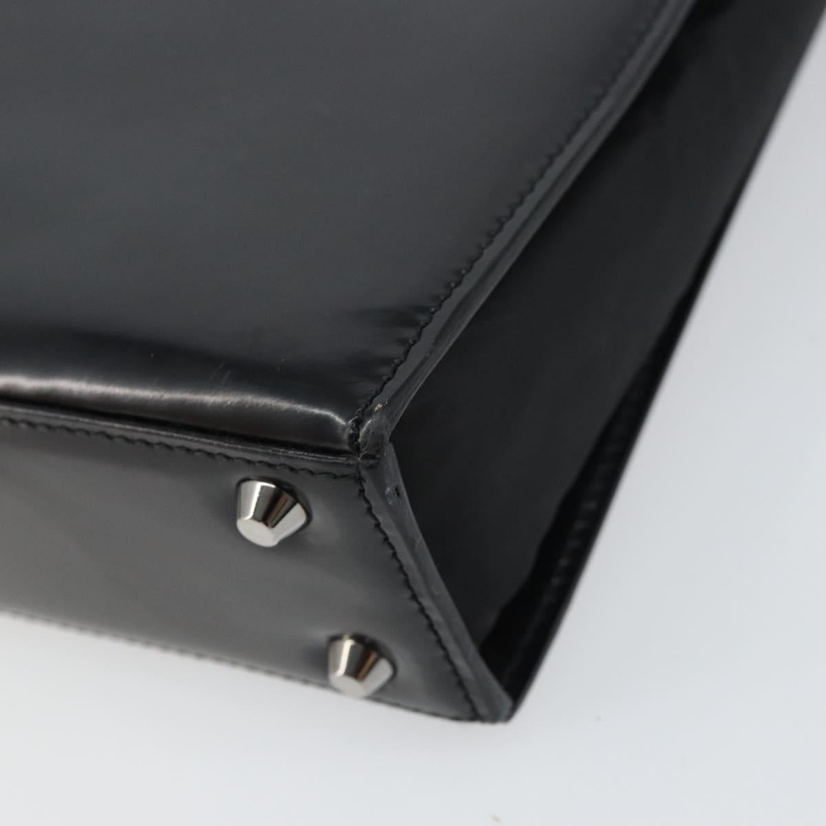 Christian Dior Hand Bag Leather Black Silver Auth gh1468