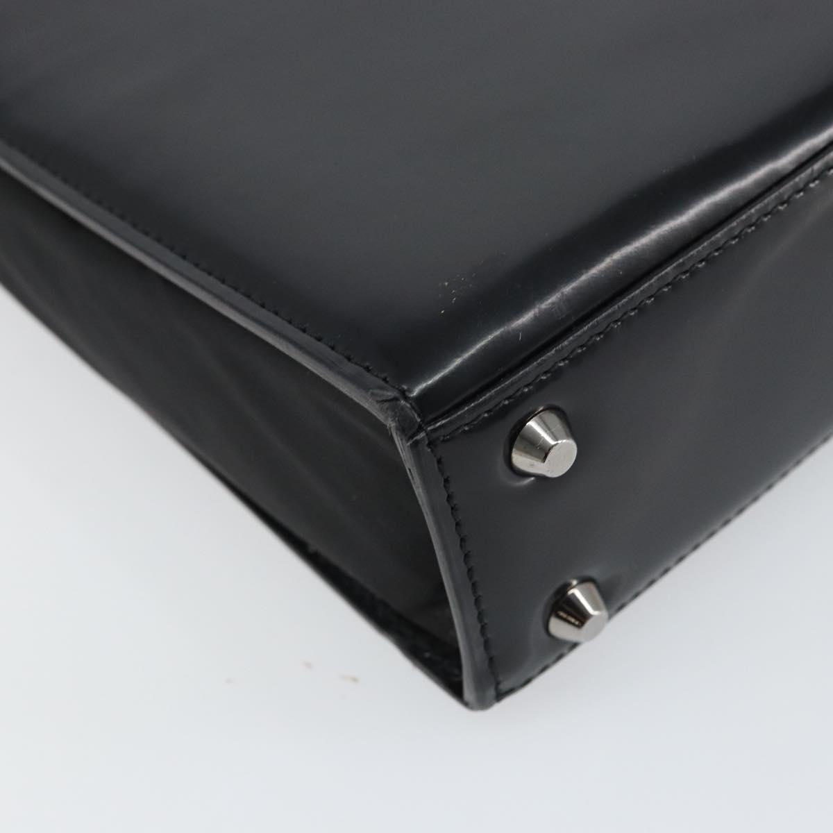 Christian Dior Hand Bag Leather Black Silver Auth gh1468