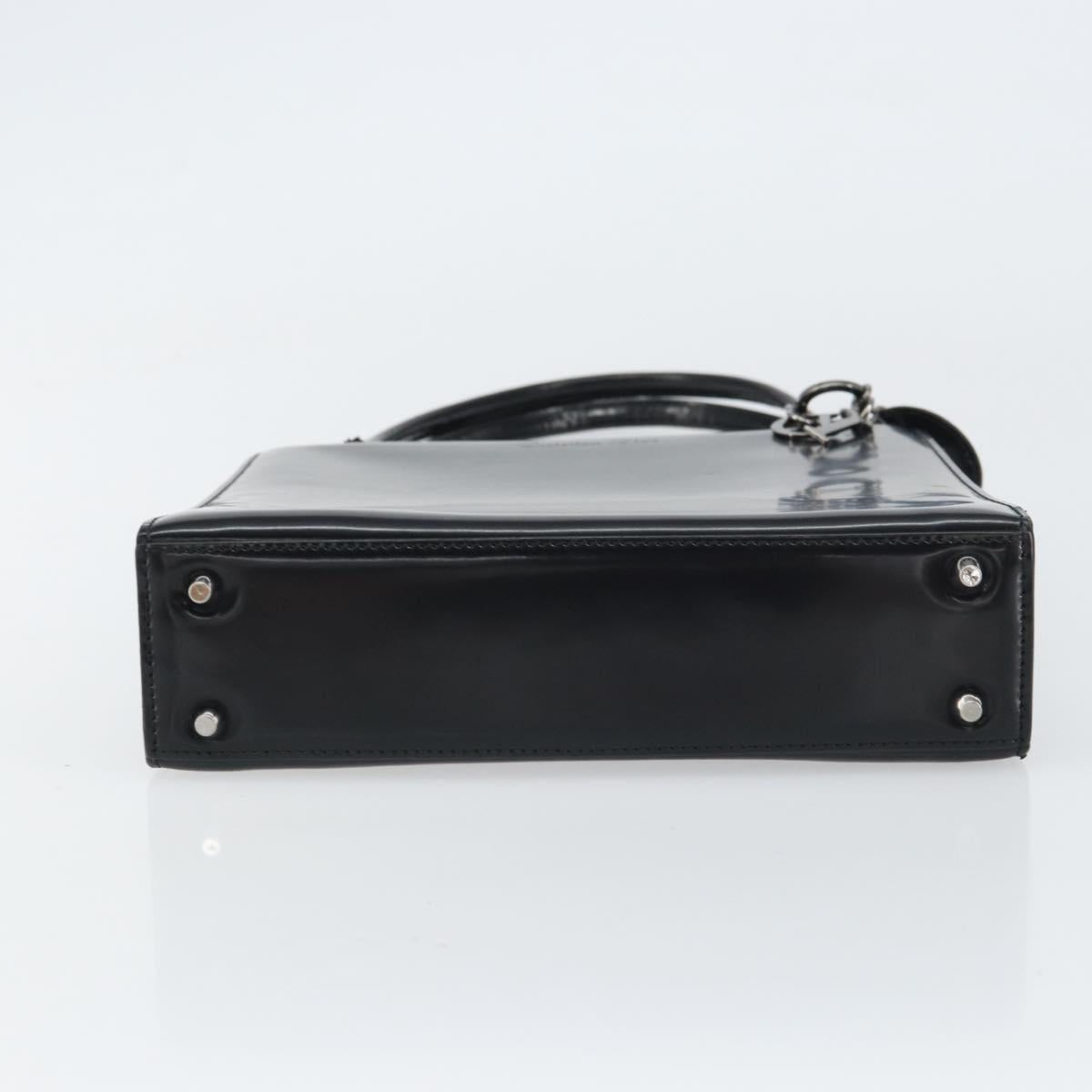 Christian Dior Hand Bag Leather Black Silver Auth gh1468