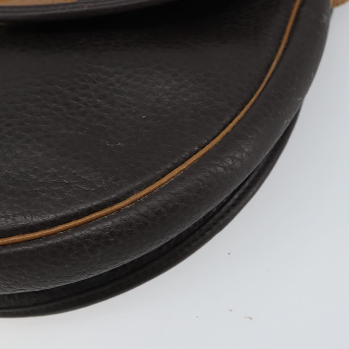 Christian Dior Shoulder Bag Leather Brown Gold Auth gh1469