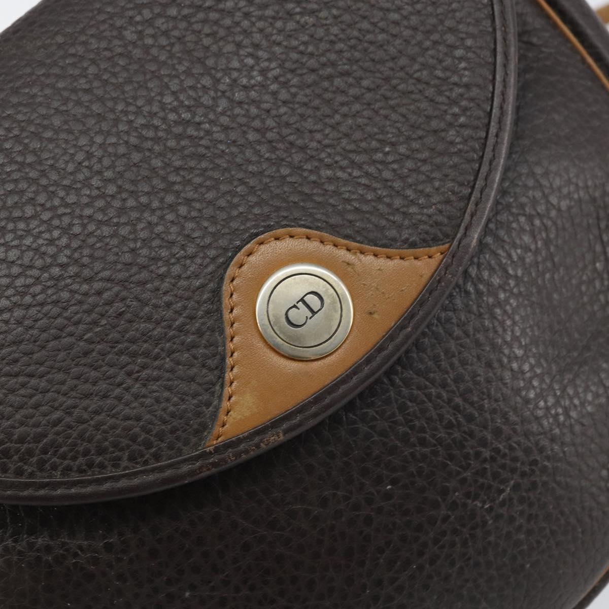 Christian Dior Shoulder Bag Leather Brown Gold Auth gh1469