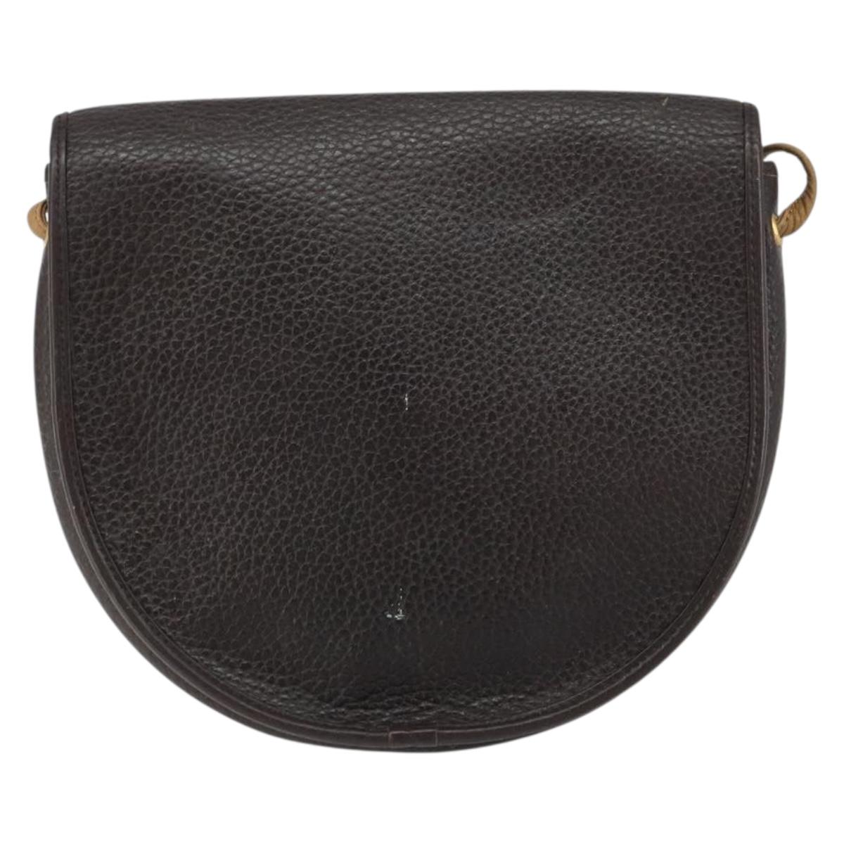 Christian Dior Shoulder Bag Leather Brown Gold Auth gh1469