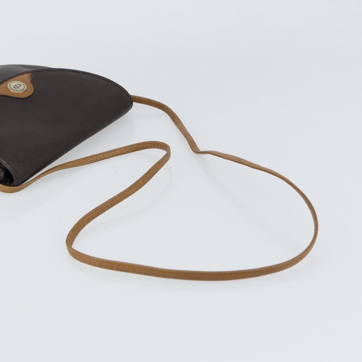 Christian Dior Shoulder Bag Leather Brown Gold Auth gh1469
