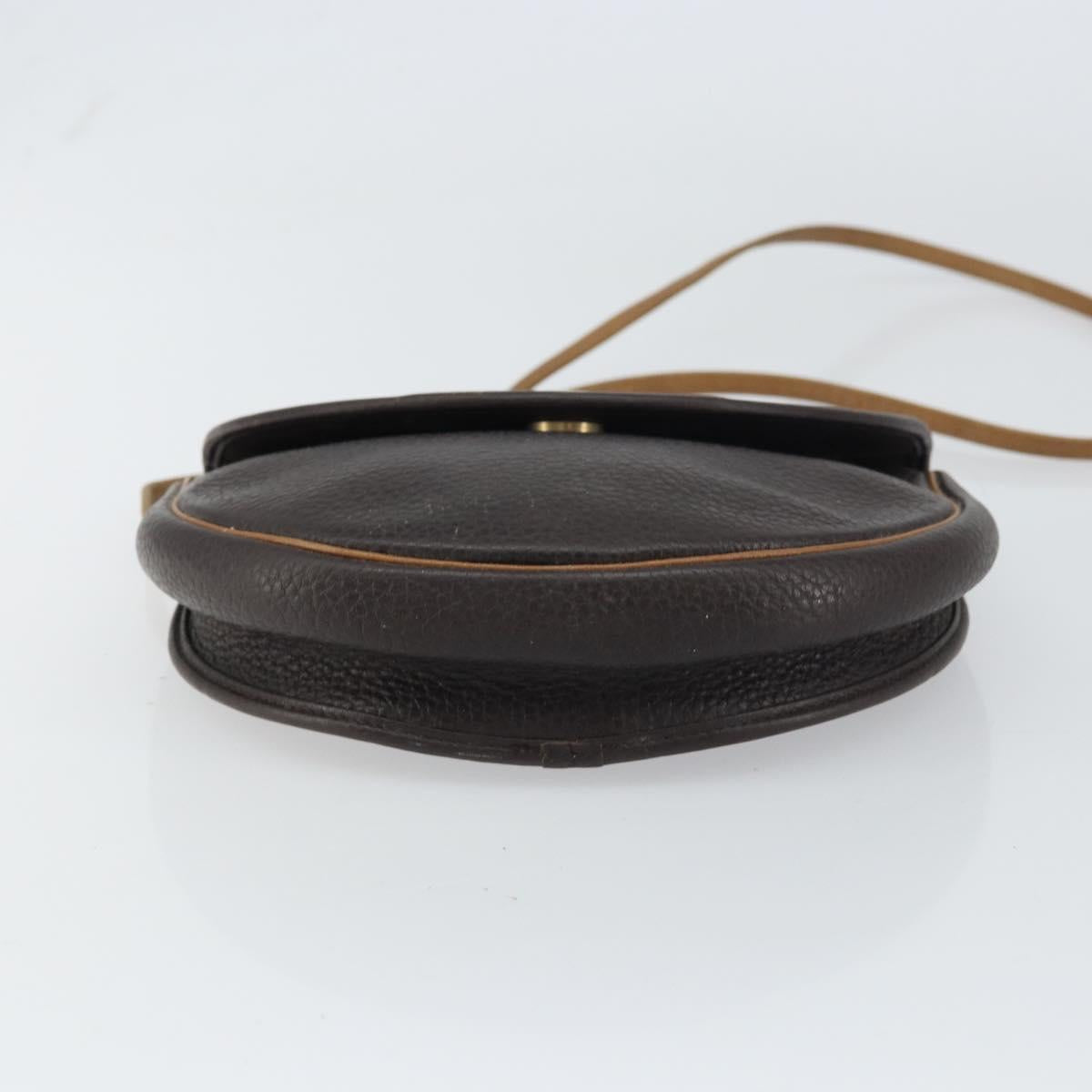 Christian Dior Shoulder Bag Leather Brown Gold Auth gh1469