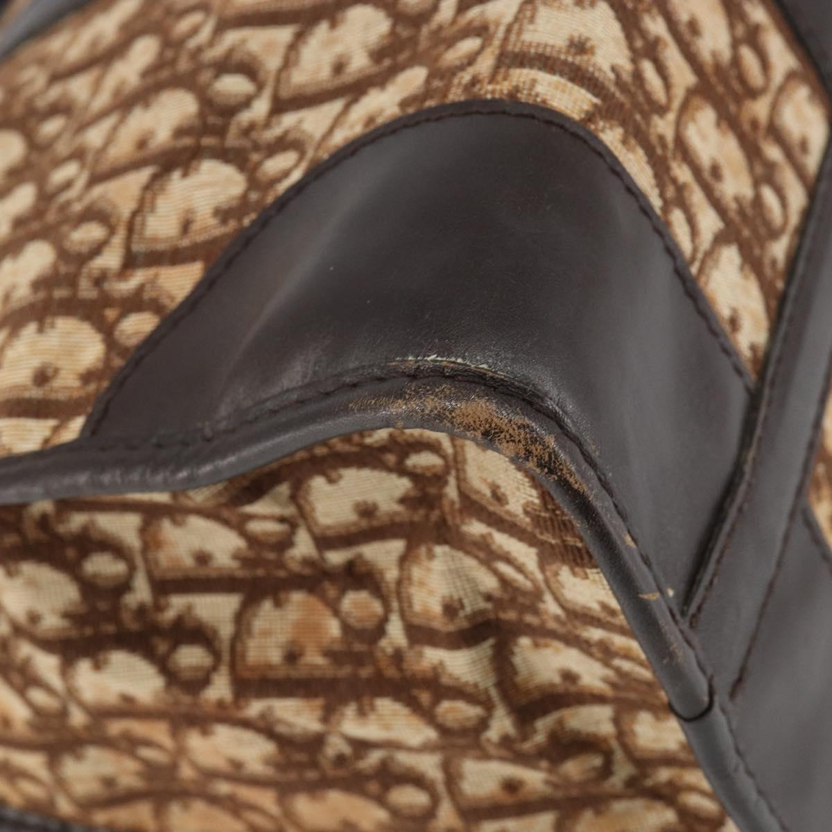 Christian Dior Trotter Canvas Boston Bag Brown Gold Auth gh1472