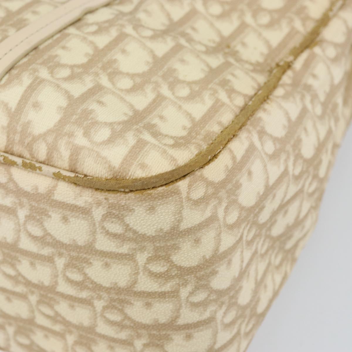 Christian Dior Trotter Canvas Romantic Tote Bag PVC Beige Silver Auth gh1473