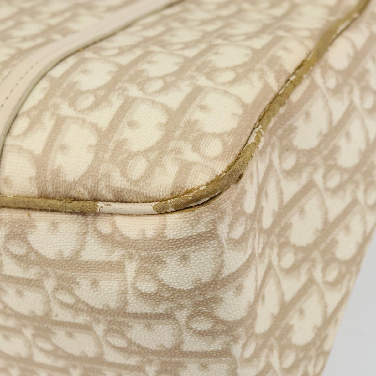Christian Dior Trotter Canvas Romantic Tote Bag PVC Beige Silver Auth gh1473