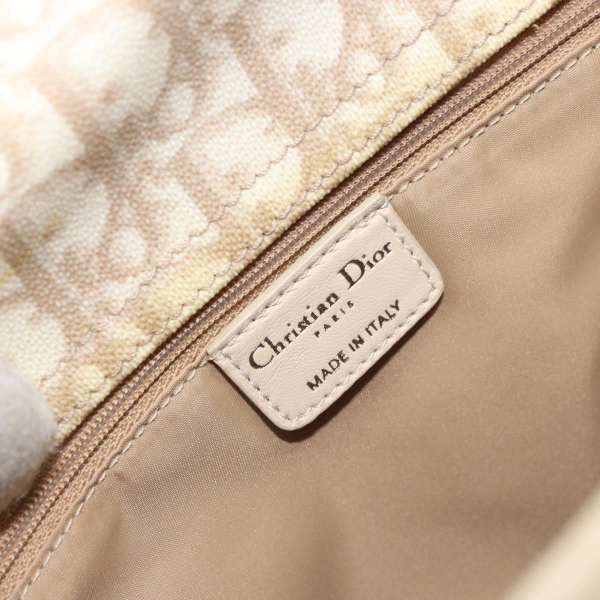 Christian Dior Trotter Canvas Romantic Tote Bag PVC Beige Silver Auth gh1473
