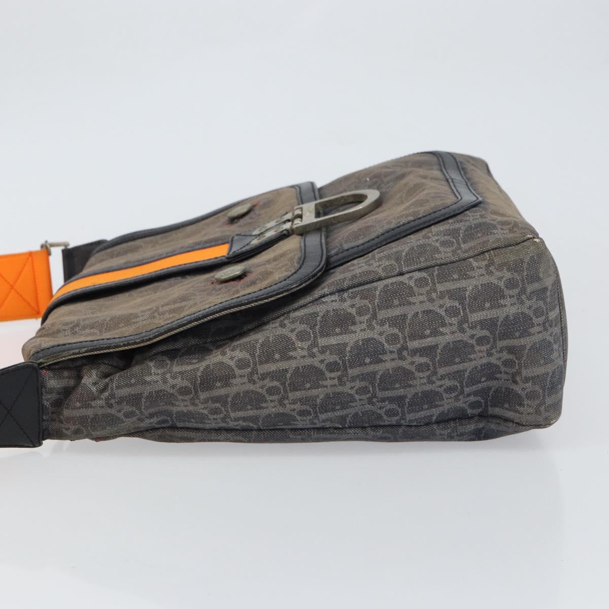 Christian Dior Trotter Canvas Shoulder Bag Navy Silver Auth gh1474