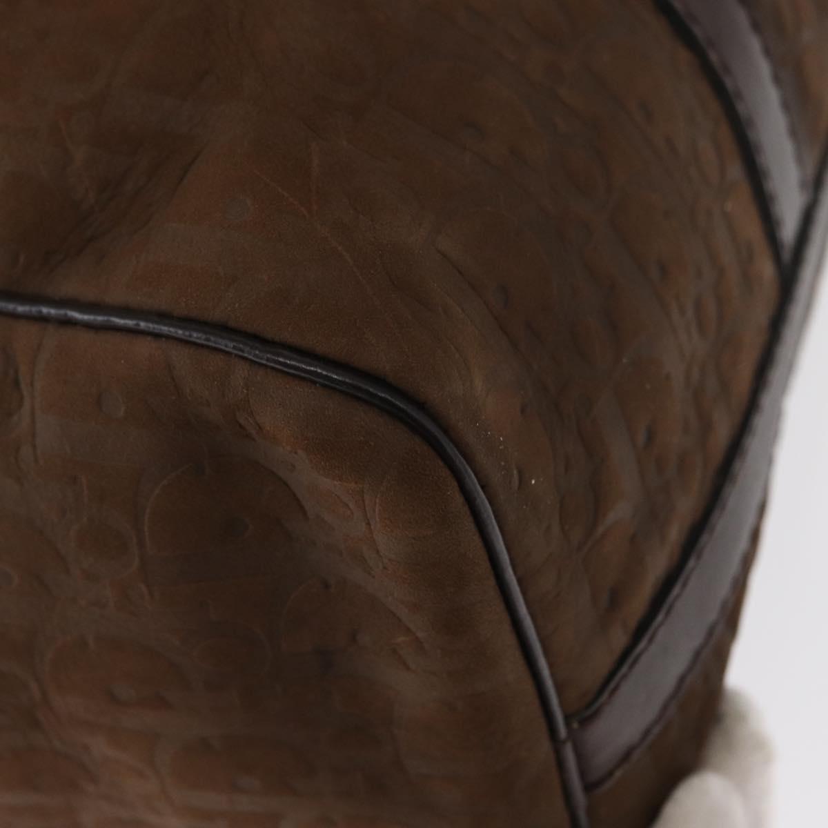 Christian Dior Trotter Canvas Boston Bag Brown Gold Auth gh1476