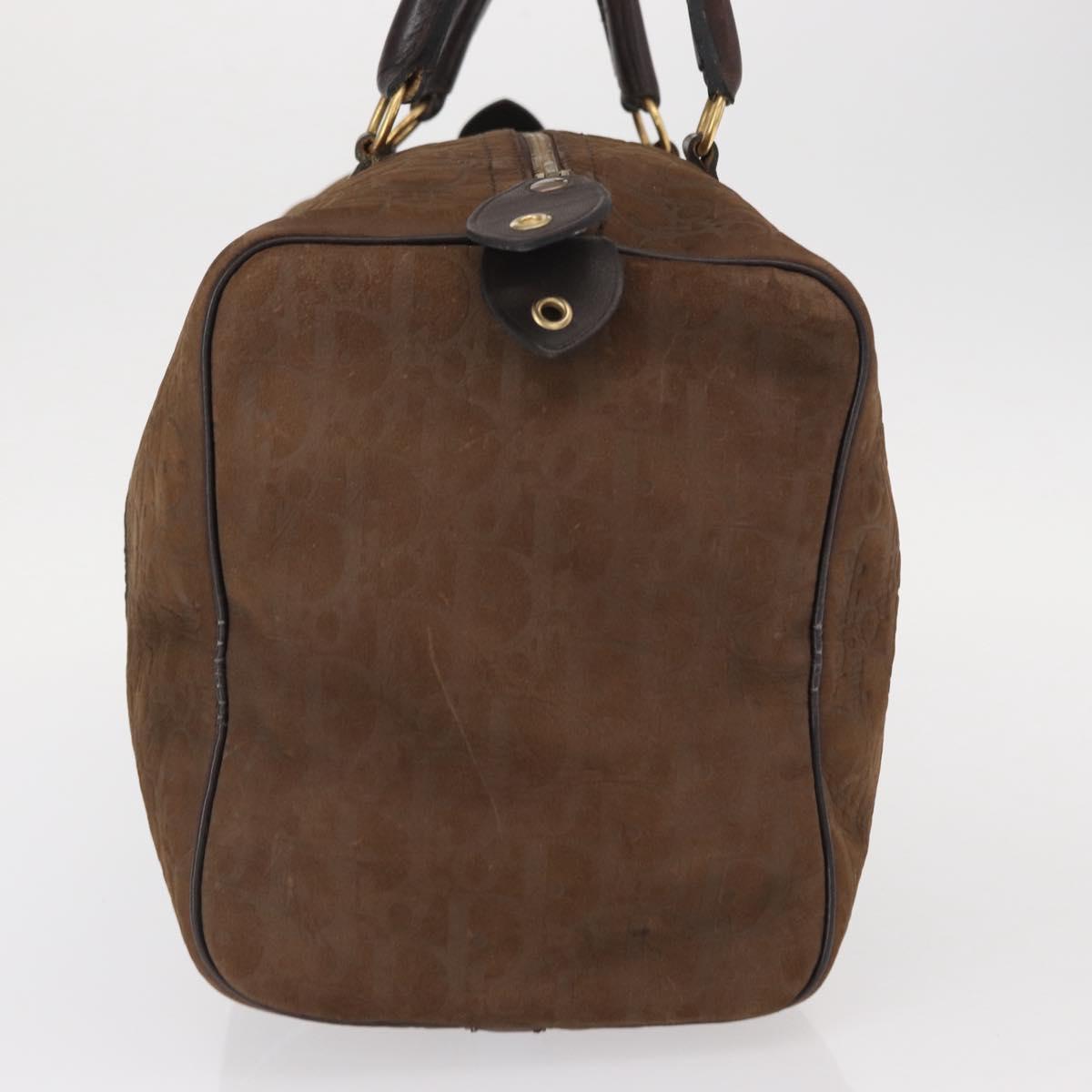 Christian Dior Trotter Canvas Boston Bag Brown Gold Auth gh1476
