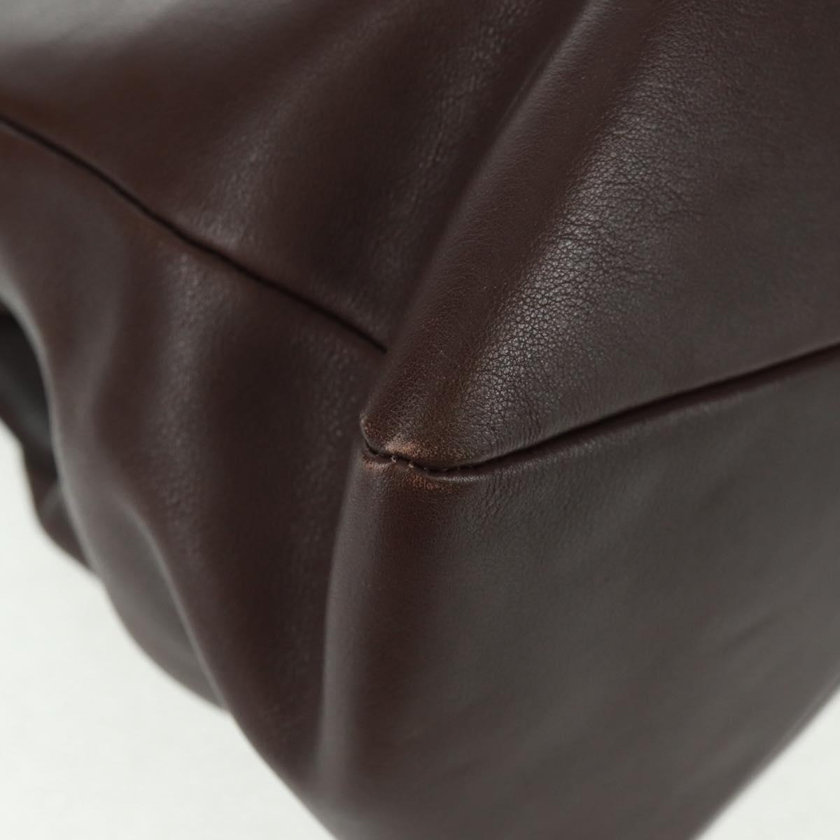 Salvatore Ferragamo Tote Bag Leather Brown Gold Auth gh1479