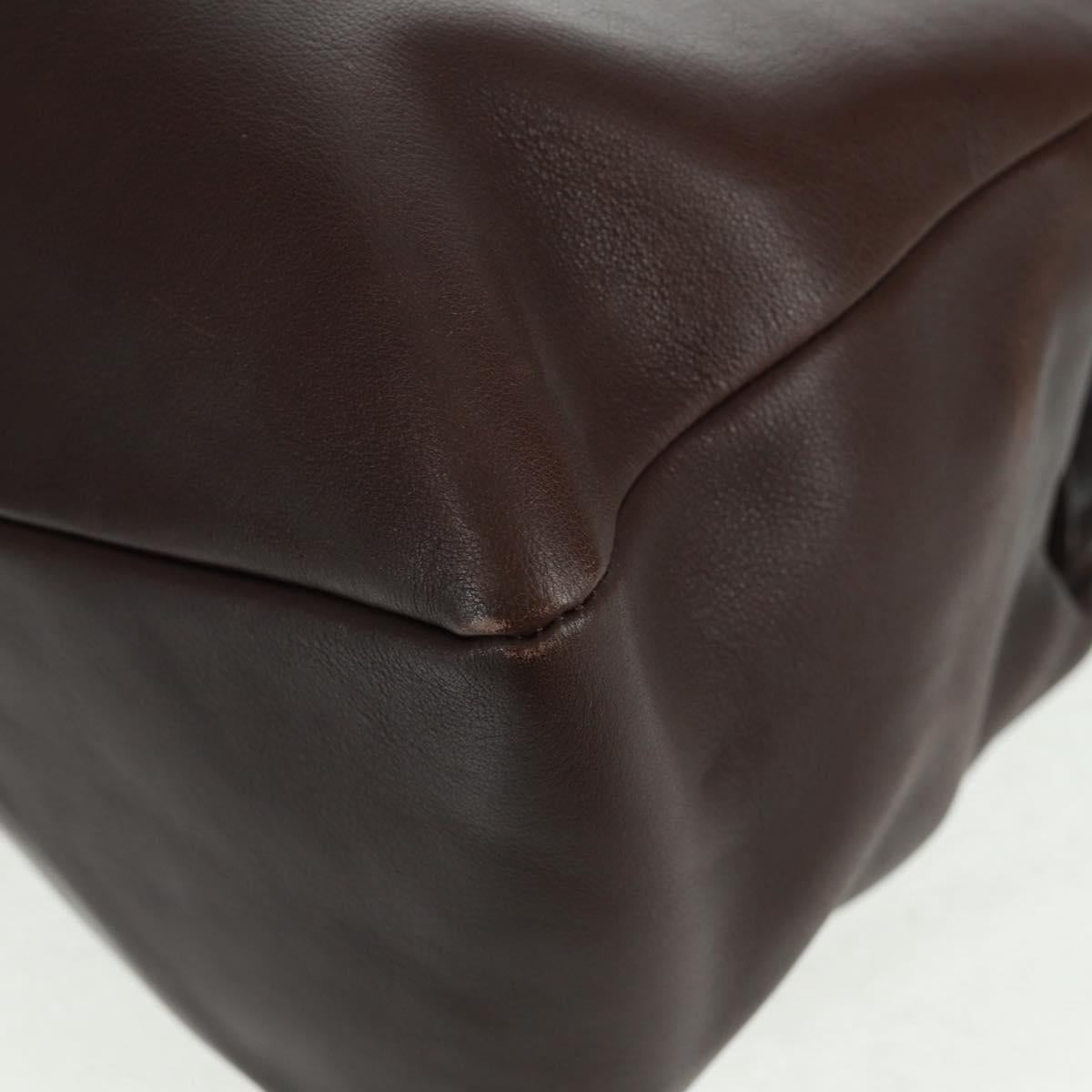 Salvatore Ferragamo Tote Bag Leather Brown Gold Auth gh1479