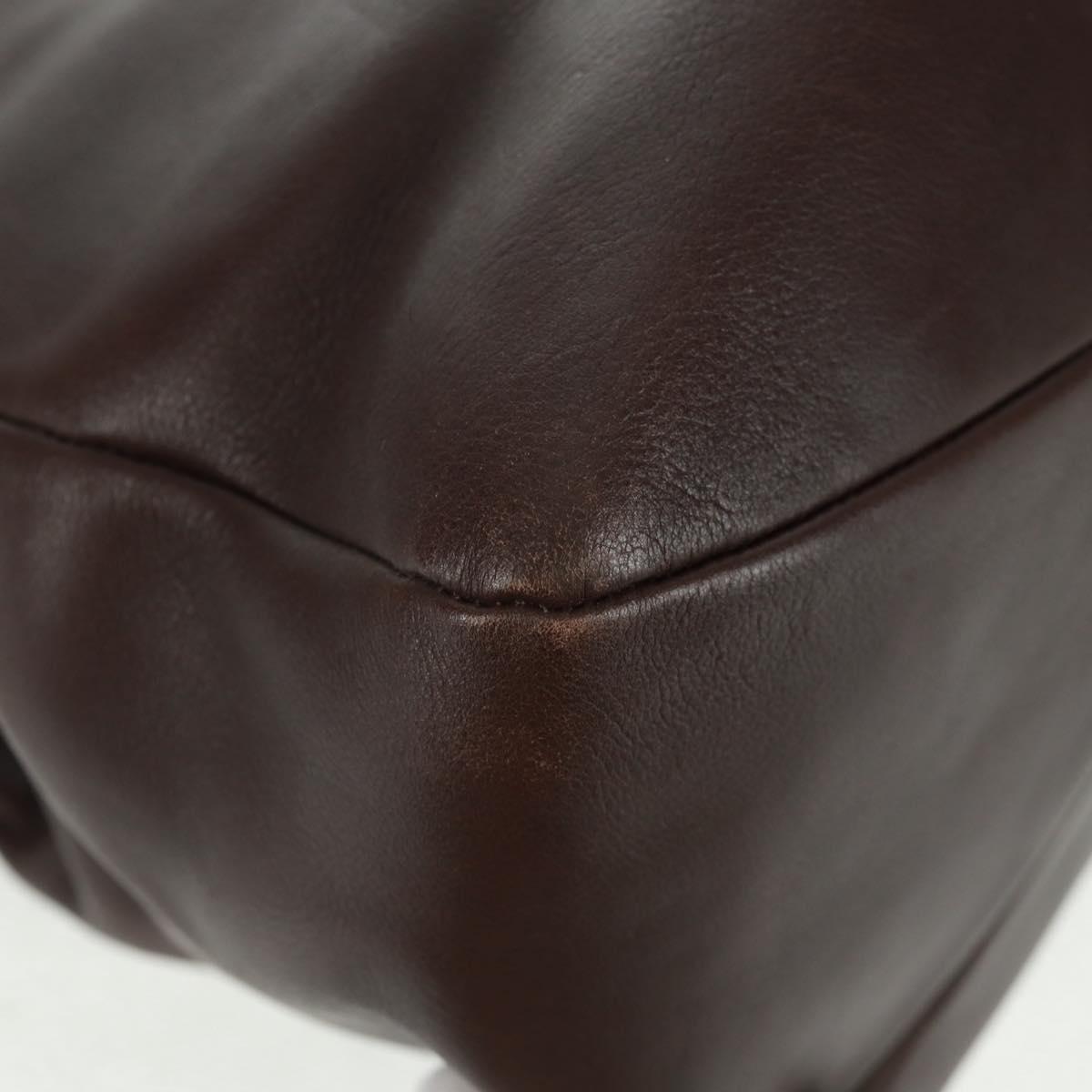 Salvatore Ferragamo Tote Bag Leather Brown Gold Auth gh1479