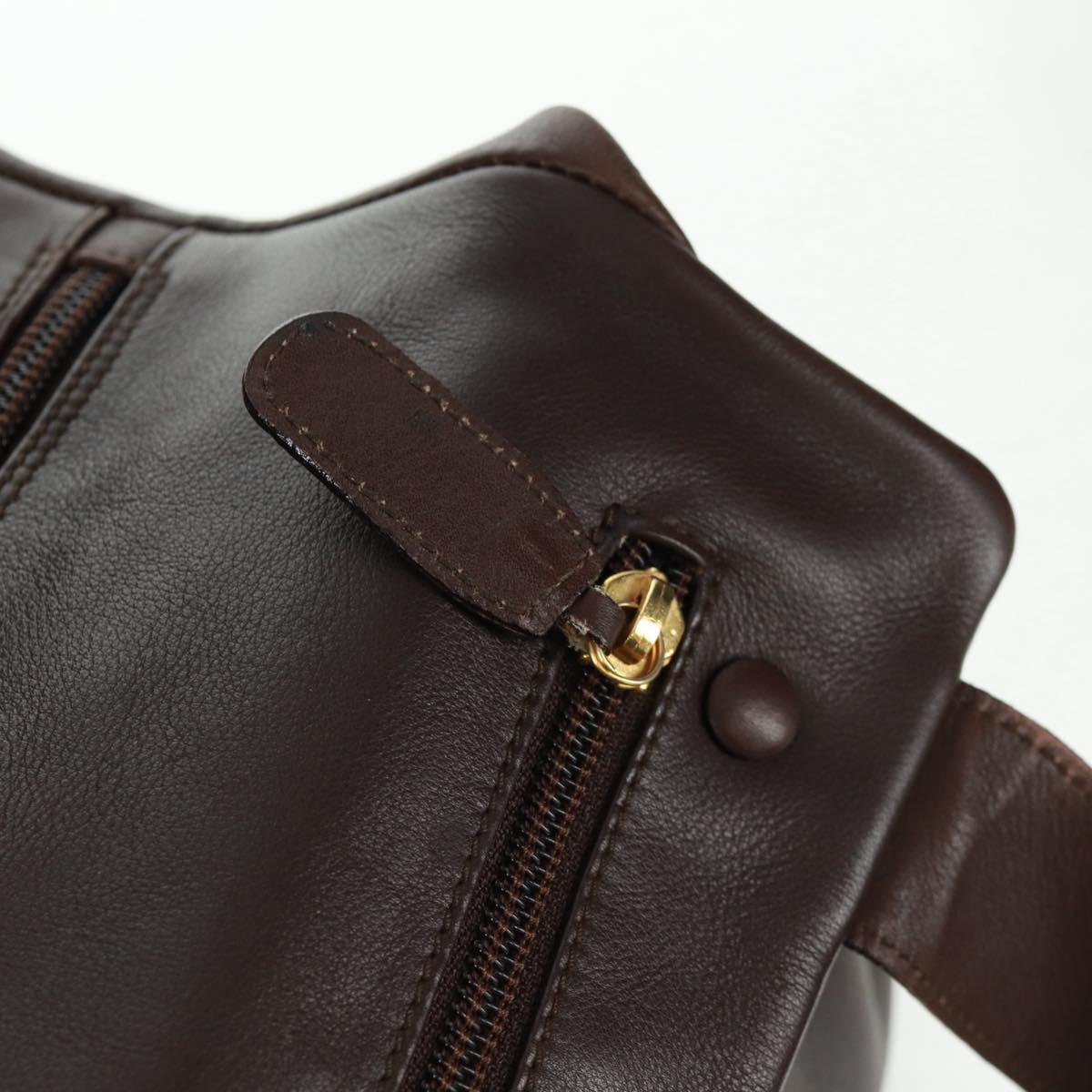 Salvatore Ferragamo Tote Bag Leather Brown Gold Auth gh1479