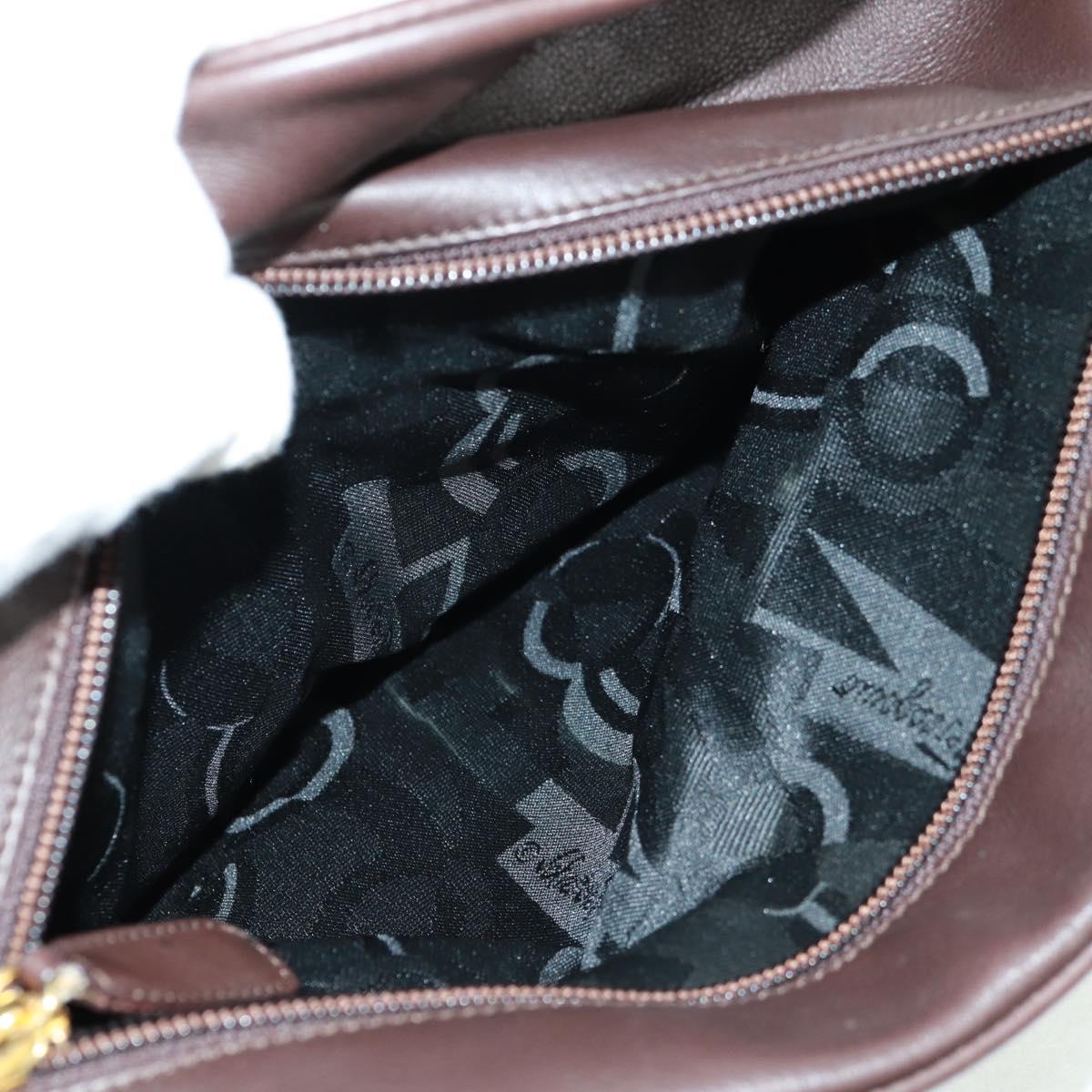 Salvatore Ferragamo Tote Bag Leather Brown Gold Auth gh1479