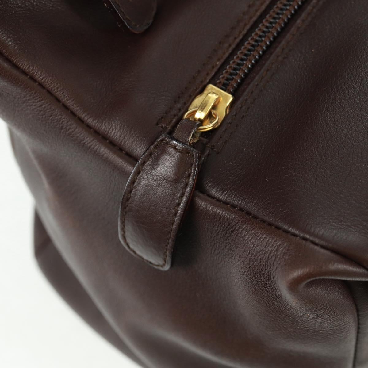 Salvatore Ferragamo Tote Bag Leather Brown Gold Auth gh1479