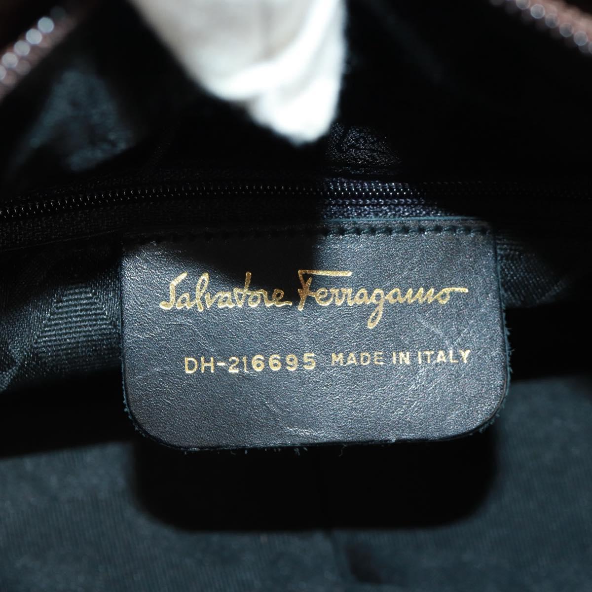 Salvatore Ferragamo Tote Bag Leather Brown Gold Auth gh1479