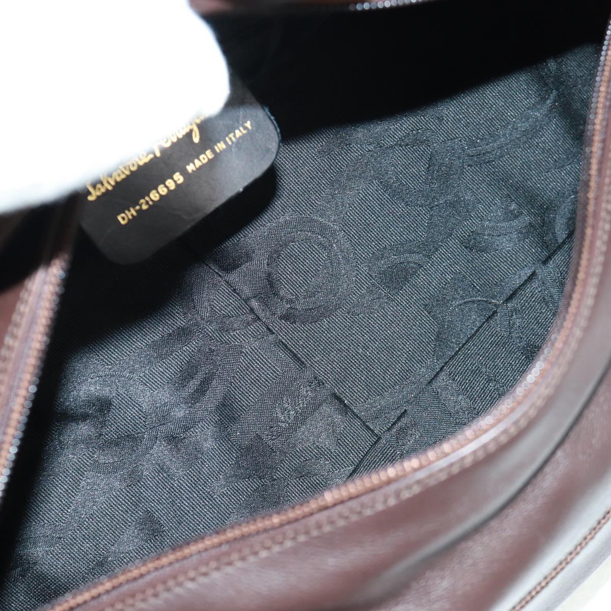 Salvatore Ferragamo Tote Bag Leather Brown Gold Auth gh1479