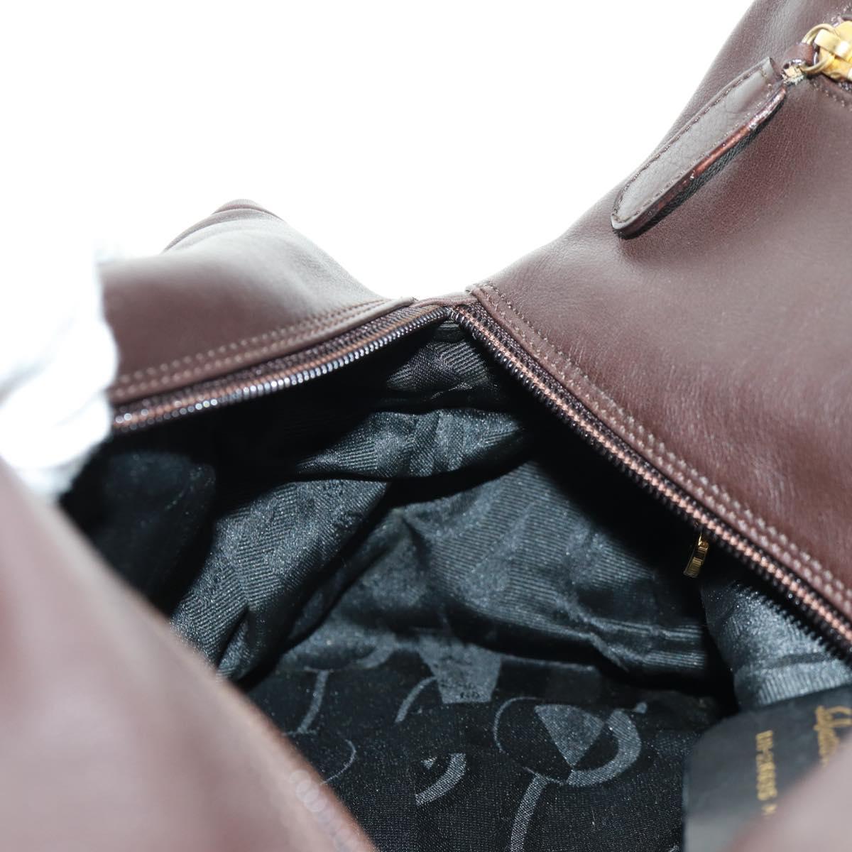 Salvatore Ferragamo Tote Bag Leather Brown Gold Auth gh1479