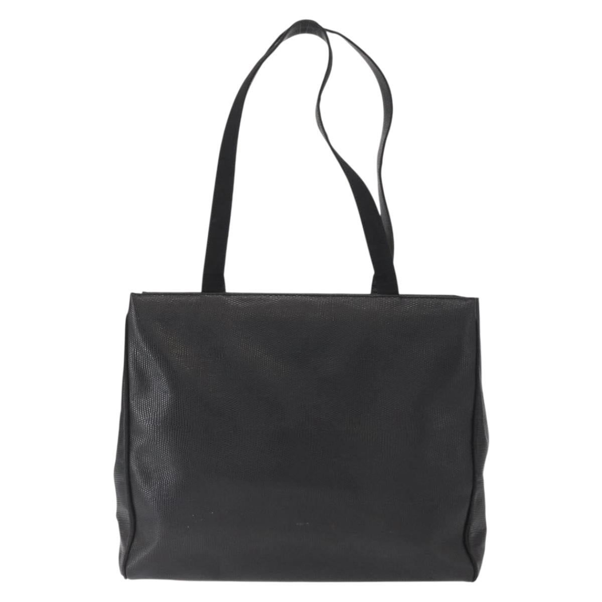 Salvatore Ferragamo Vala Tote Bag Leather Black Gold Auth gh1481