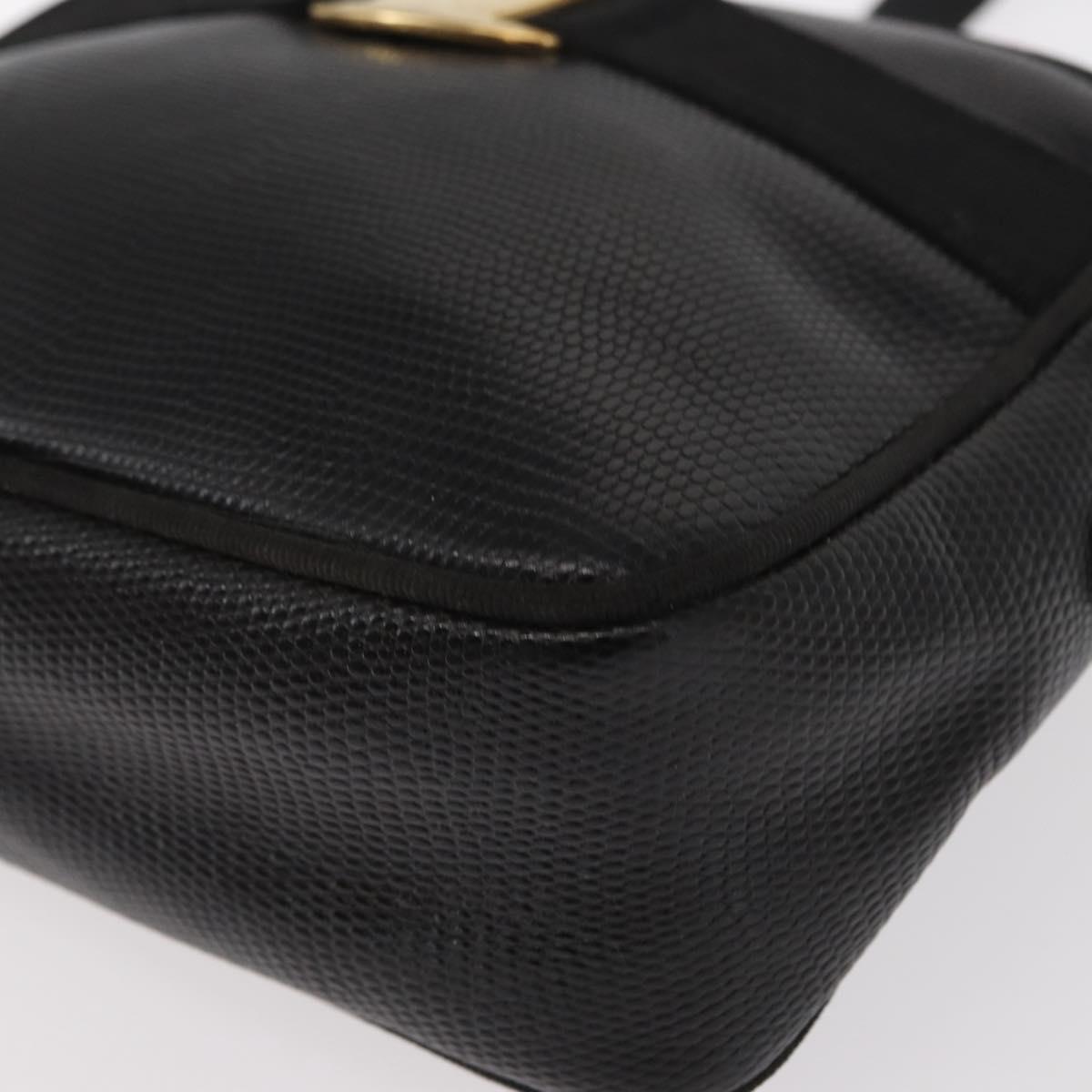 Salvatore Ferragamo Vala Shoulder Bag Leather Black Gold Auth gh1483