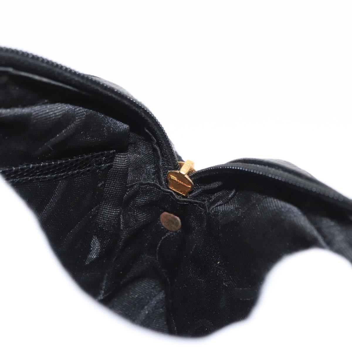 Salvatore Ferragamo Vala Shoulder Bag Leather Black Gold Auth gh1483