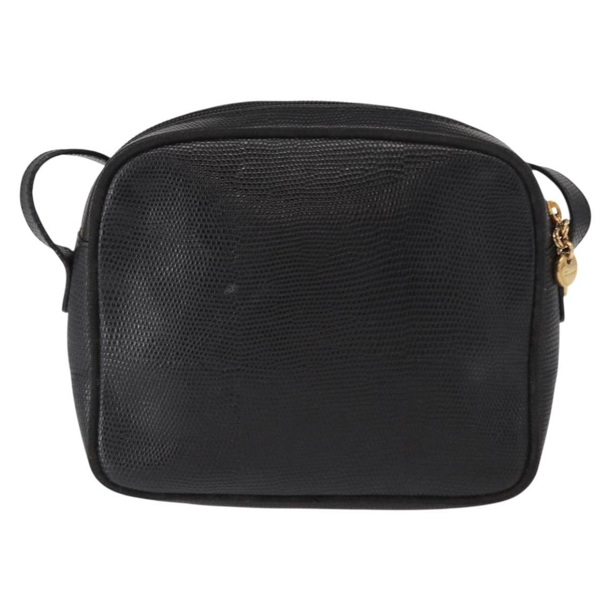 Salvatore Ferragamo Vala Shoulder Bag Leather Black Gold Auth gh1483