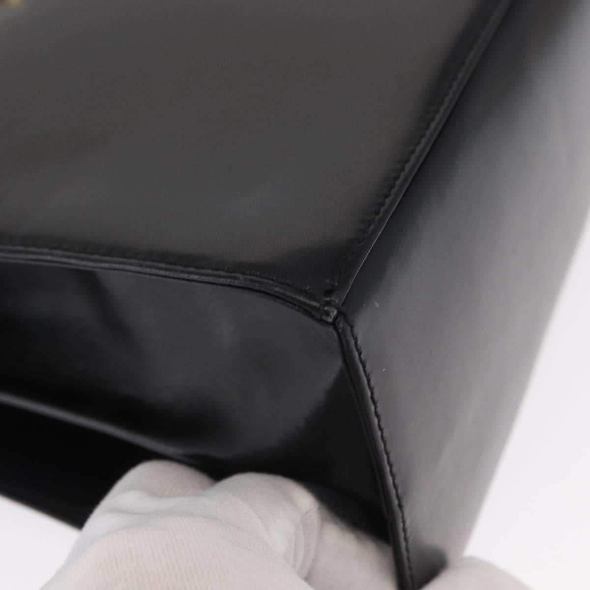 Salvatore Ferragamo Gancini Hand Bag Leather 2way Black Gold Auth gh1484