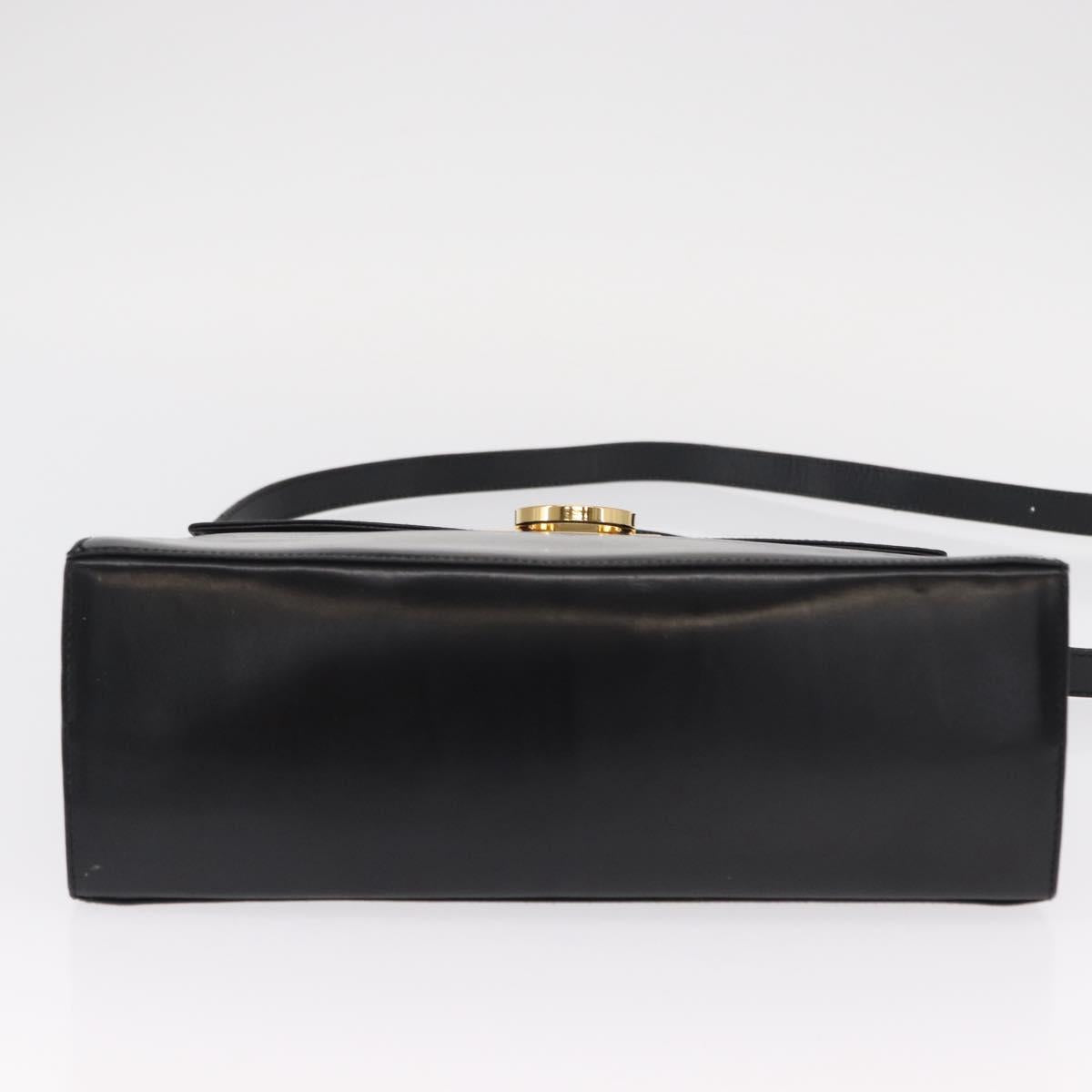 Salvatore Ferragamo Gancini Hand Bag Leather 2way Black Gold Auth gh1484