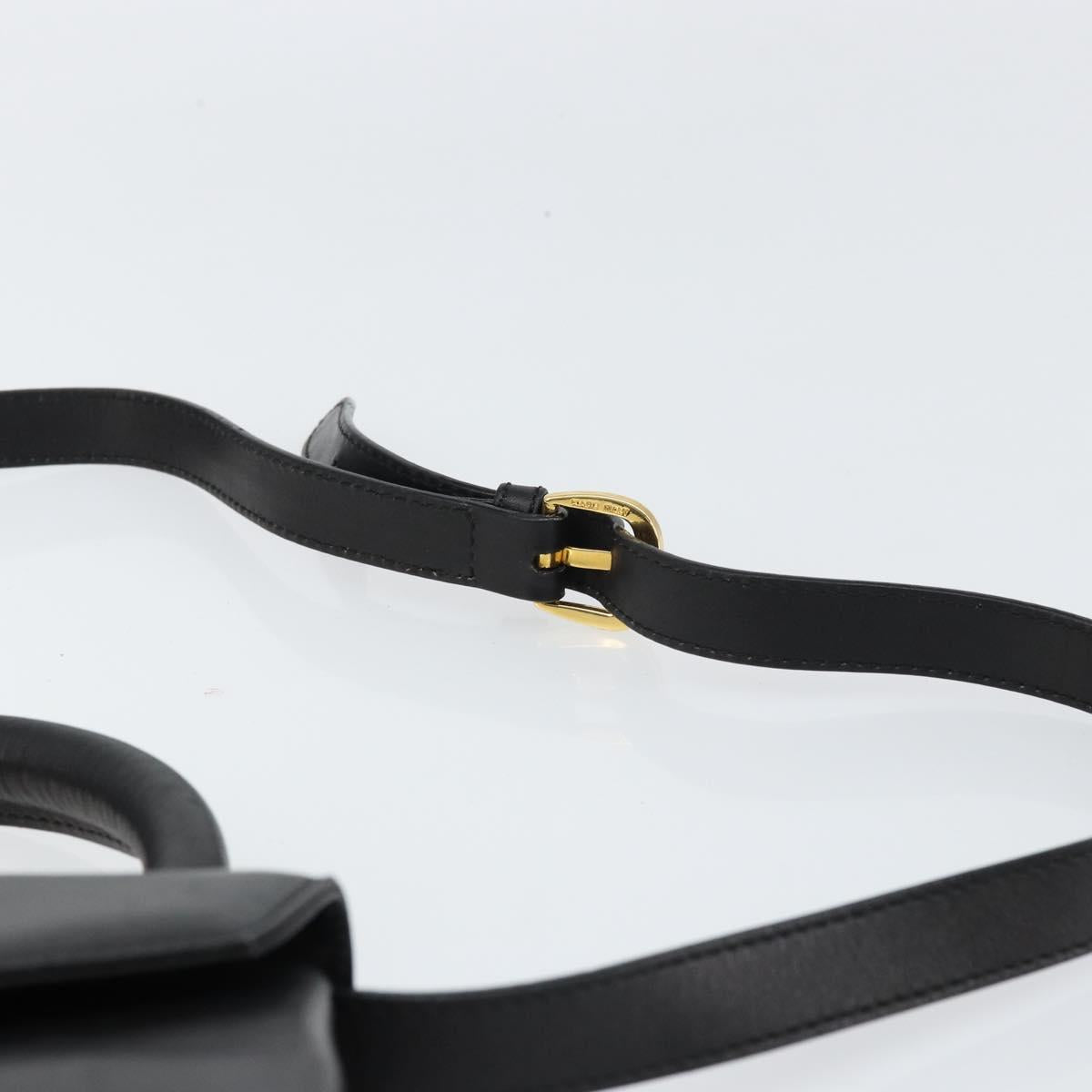 Salvatore Ferragamo Hand Bag Leather 2way Black Gold Auth gh1485
