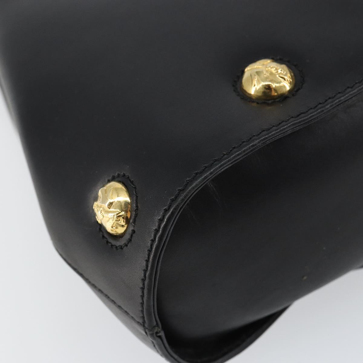Salvatore Ferragamo Hand Bag Leather 2way Black Gold Auth gh1485