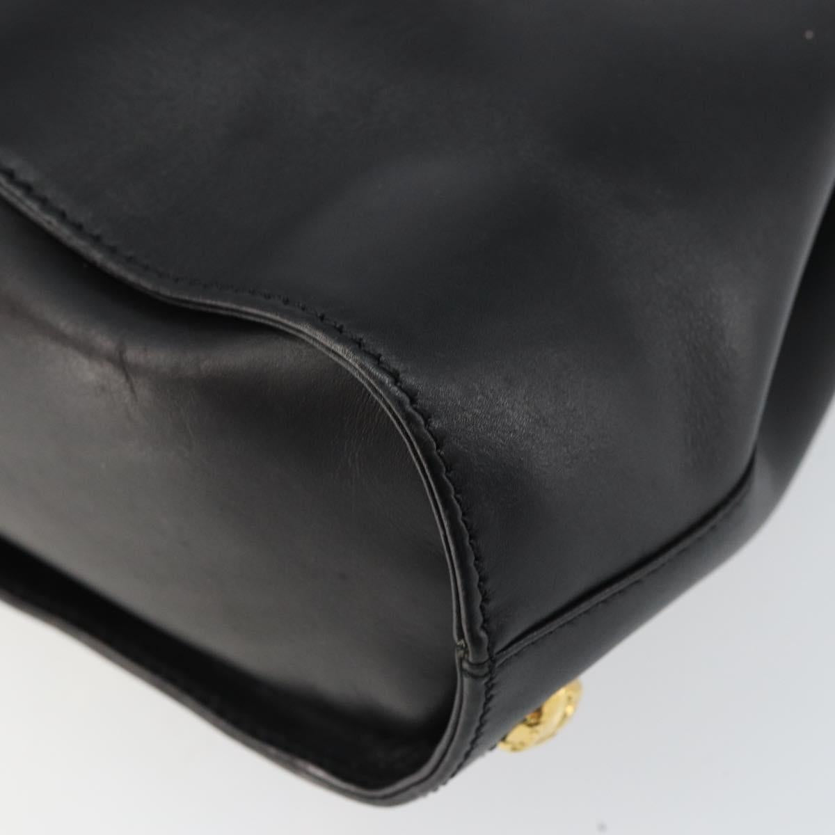 Salvatore Ferragamo Hand Bag Leather 2way Black Gold Auth gh1485