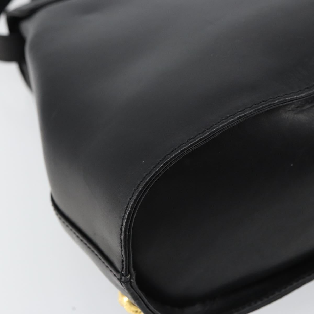 Salvatore Ferragamo Hand Bag Leather 2way Black Gold Auth gh1485