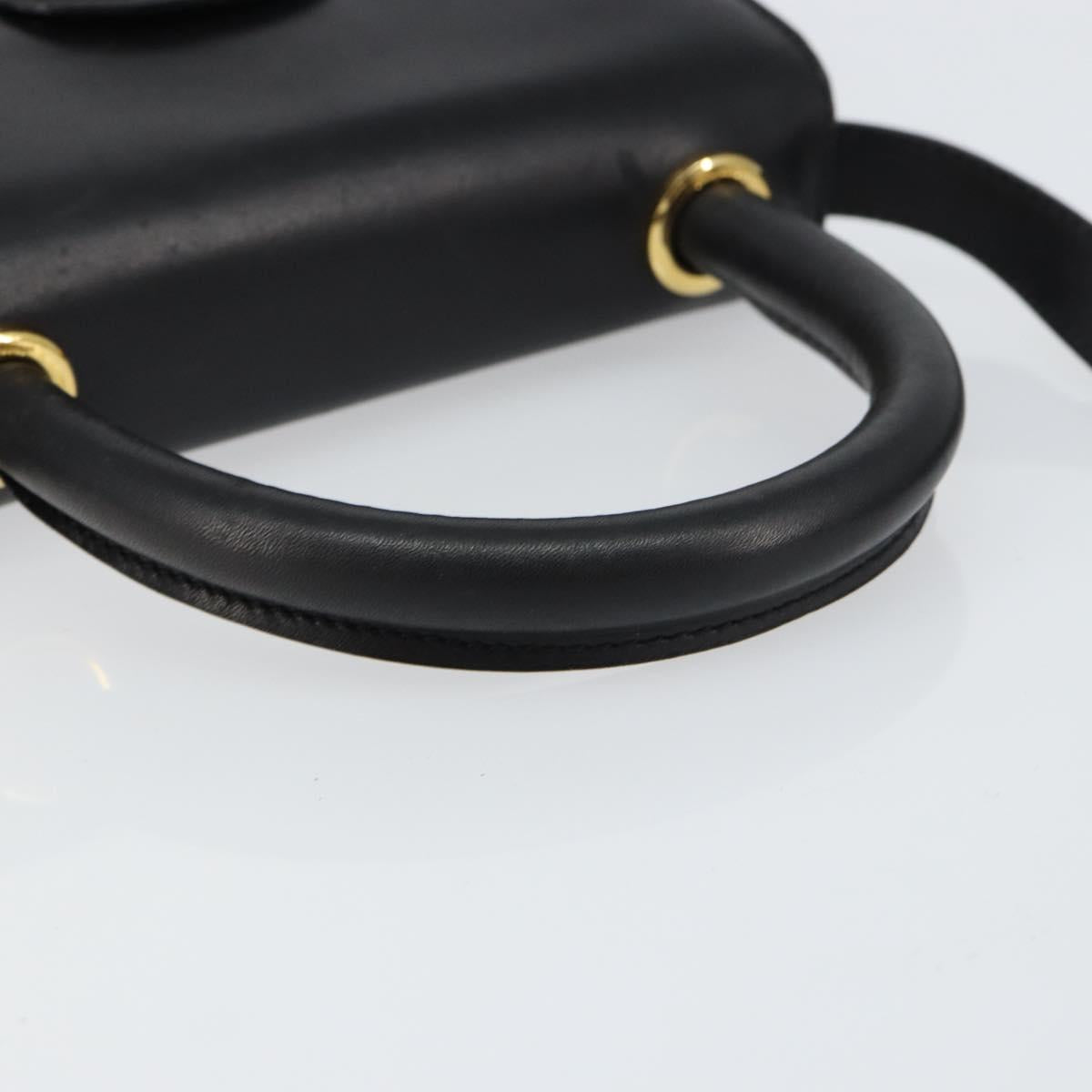 Salvatore Ferragamo Hand Bag Leather 2way Black Gold Auth gh1485