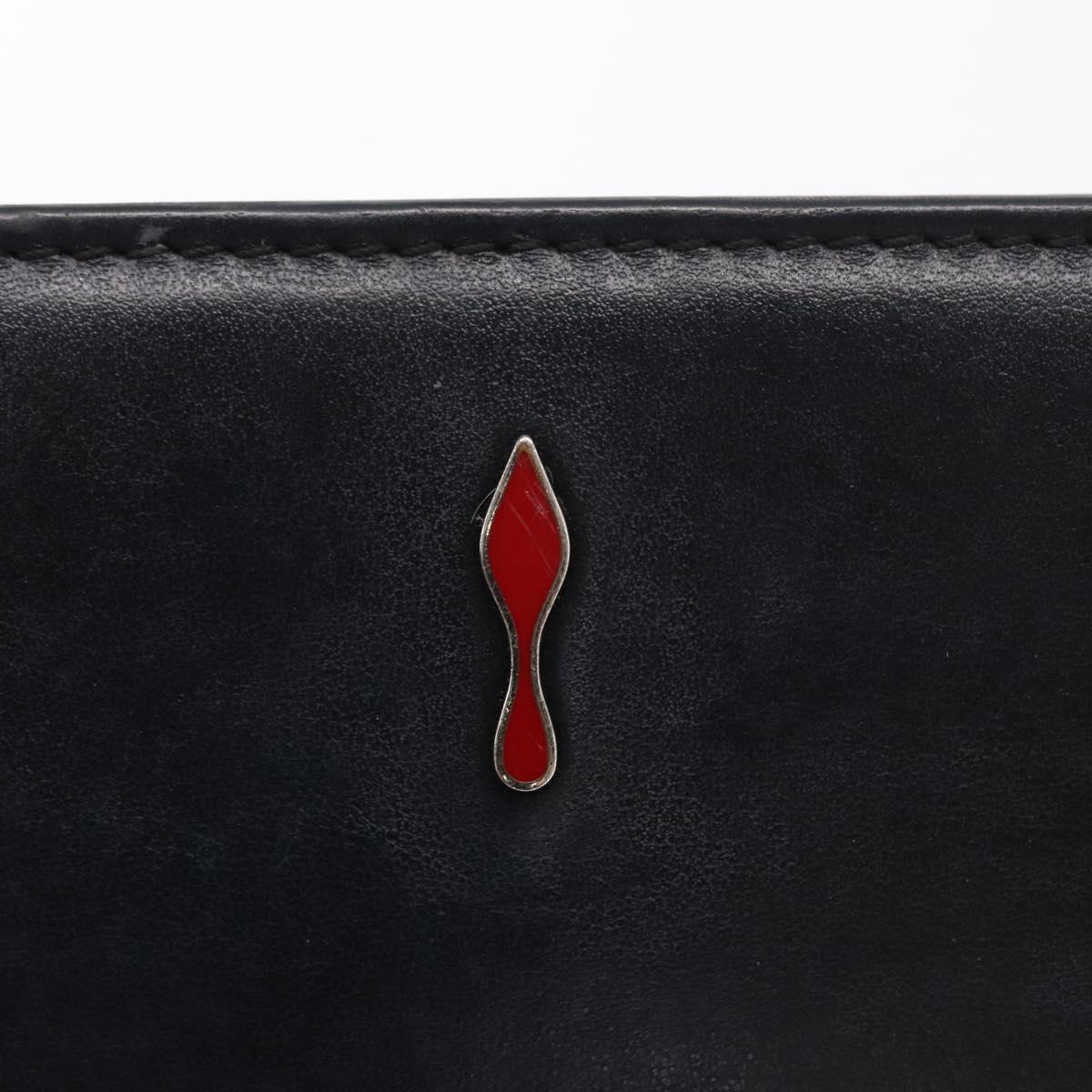 Christian Louboutin Studs Chain Shoulder Bag Leather Black Silver Auth gh1489