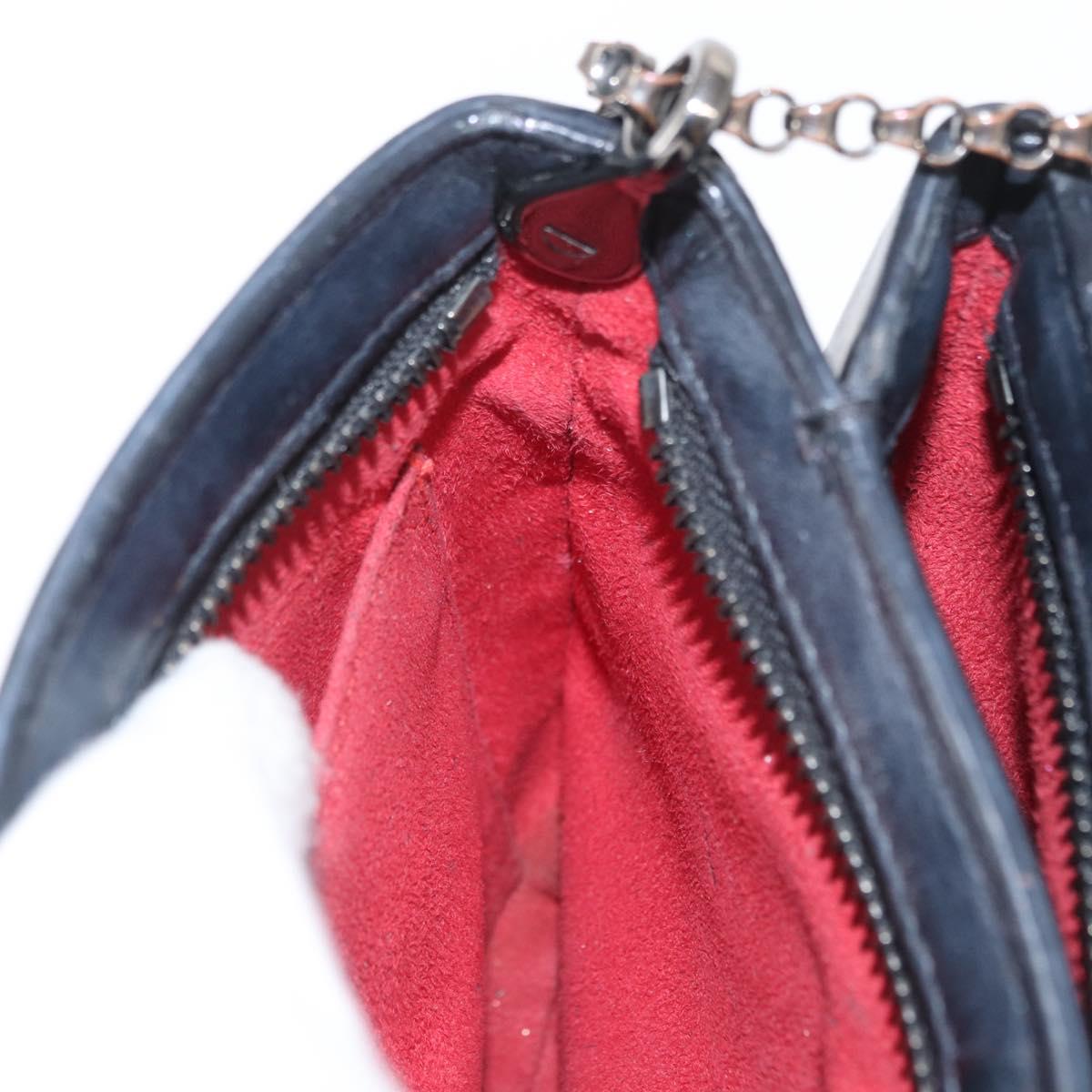 Christian Louboutin Studs Chain Shoulder Bag Leather Black Silver Auth gh1489