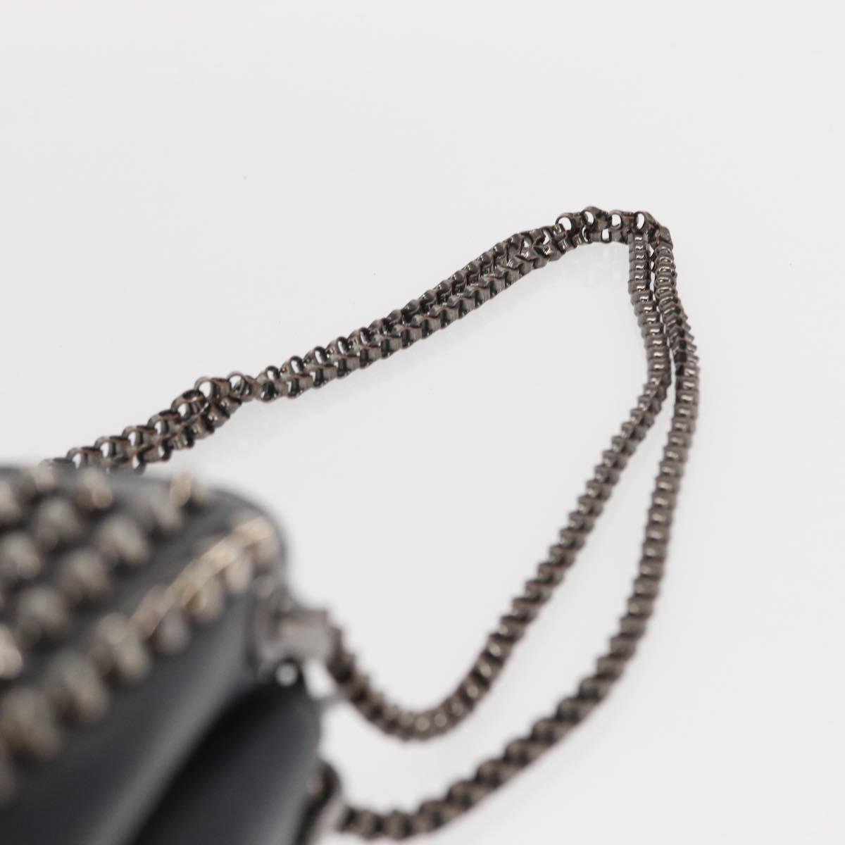 Christian Louboutin Studs Chain Shoulder Bag Leather Black Silver Auth gh1489