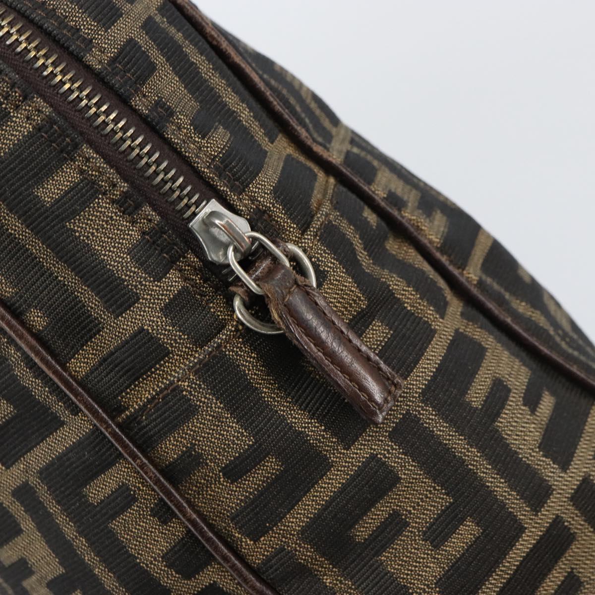 FENDI Zucca Canvas Hand Bag Black Brown Auth gh1494