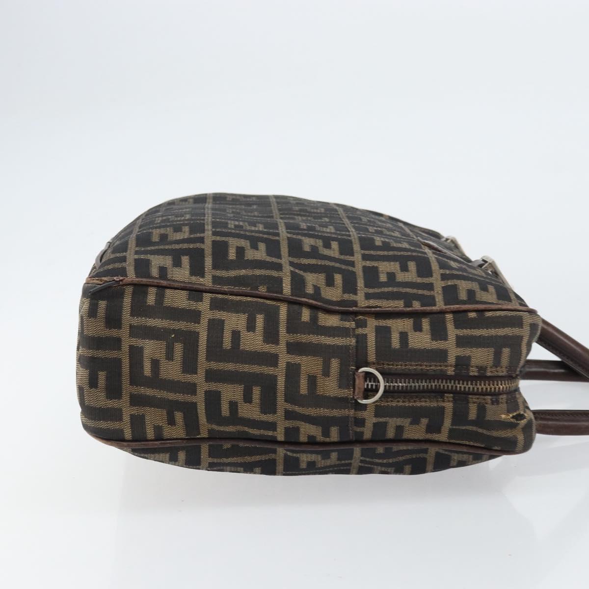 FENDI Zucca Canvas Hand Bag Black Brown Auth gh1494