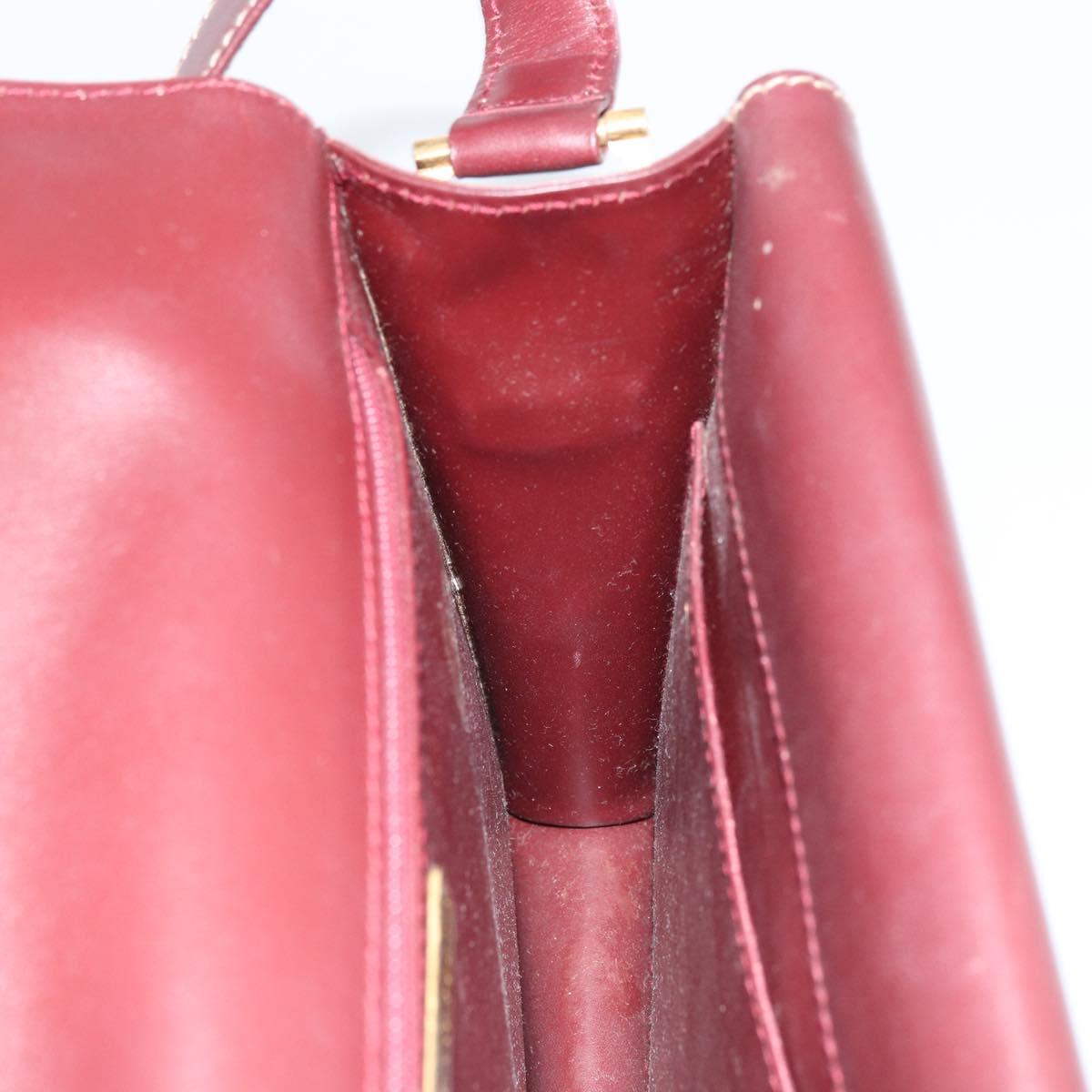 CARTIER Must Line Shoulder Bag Leather Bordeaux Gold Auth gh1495