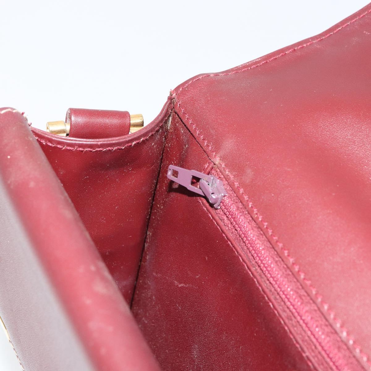 CARTIER Must Line Shoulder Bag Leather Bordeaux Gold Auth gh1495