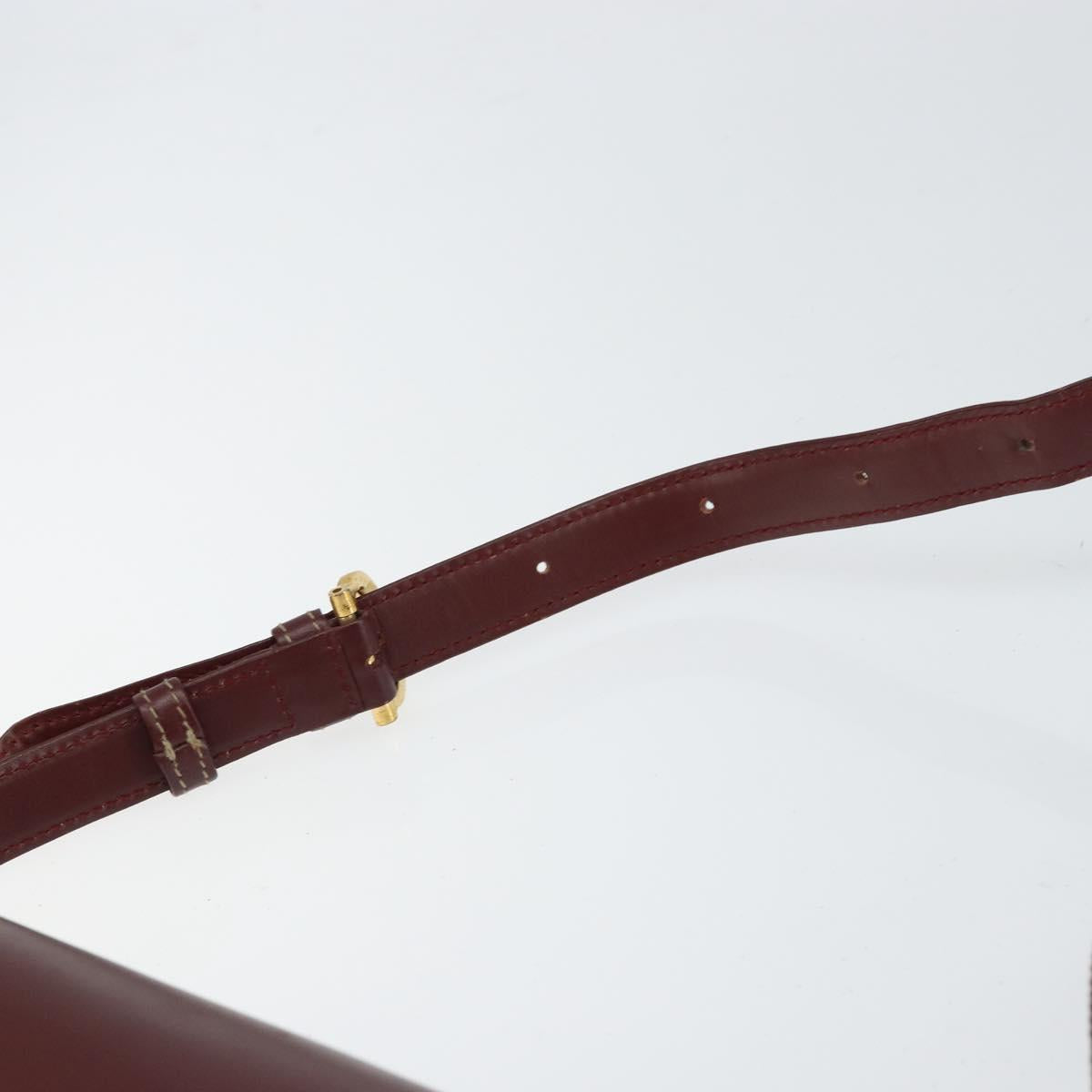 CARTIER Must Line Shoulder Bag Leather Bordeaux Gold Auth gh1495