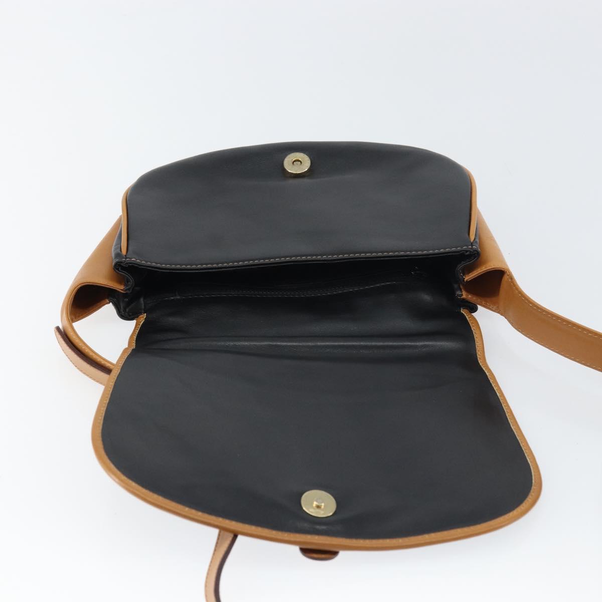 CELINE Shoulder Bag Leather Black Gold Auth gh1499
